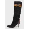 Black Suede Stiletto Heel Boots