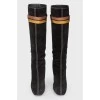 Black Suede Stiletto Heel Boots