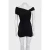 Black dress with gathers and open shoulders