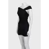 Black dress with gathers and open shoulders