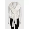 Silk wrap blouse with a wide collar
