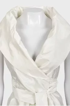 Silk wrap blouse with a wide collar