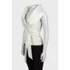 Silk wrap blouse with a wide collar