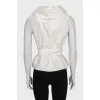 Silk wrap blouse with a wide collar