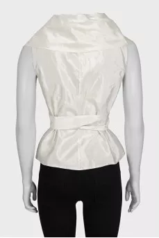 Silk wrap blouse with a wide collar
