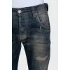 Men's dark blue distressed jeans