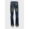 Men's dark blue distressed jeans