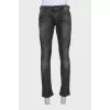 Men's gray distressed jeans