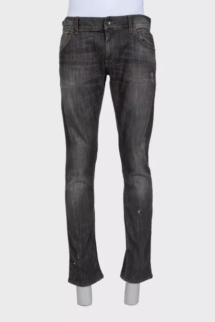 Men's gray distressed jeans