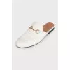 White leather mules with low heels