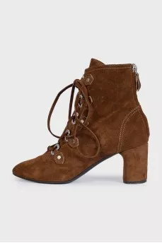 Suede ankle boots with heels and laces