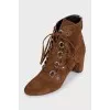 Suede ankle boots with heels and laces