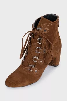 Suede ankle boots with heels and laces