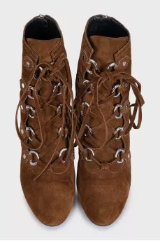 Suede ankle boots with heels and laces