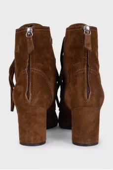 Suede ankle boots with heels and laces