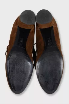 Suede ankle boots with heels and laces