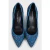 Leather shoes decorated with lace