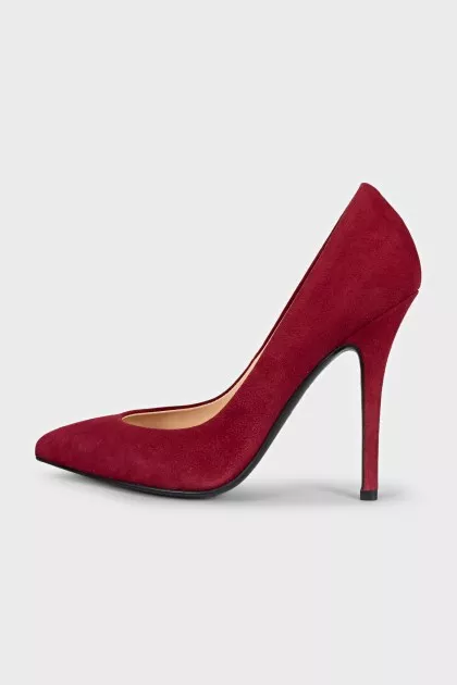 Red suede high heels