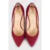 Red suede high heels