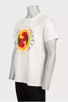 Men's straight-cut T-shirt with a signature print
