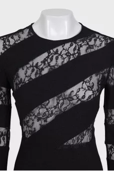 Dress with black lace inserts