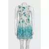 Silk dress with blue print