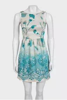 Silk dress with blue print