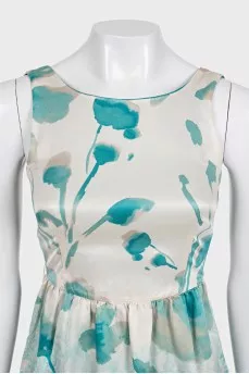 Silk dress with blue print