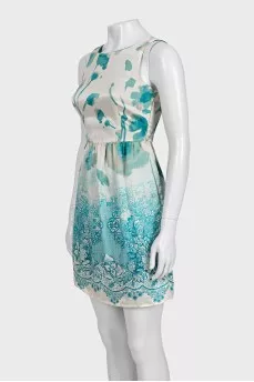 Silk dress with blue print