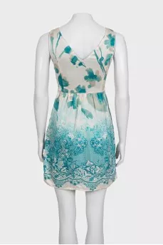 Silk dress with blue print