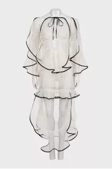 Sheer ruffle dress with tag