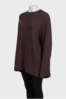 Brown loose-fitting long sleeve T-shirt