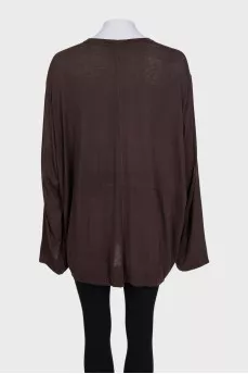 Brown loose-fitting long sleeve T-shirt