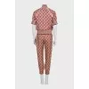 Silk suit with stripes in a signature print