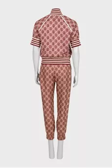 Silk suit with stripes in a signature print