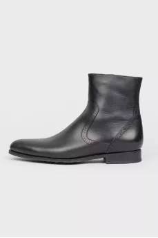 Men's black leather boots