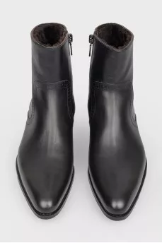 Men's black leather boots