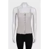 Gray ribbed button-down top