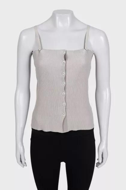 Gray ribbed button-down top