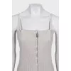 Gray ribbed button-down top