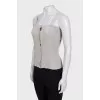 Gray ribbed button-down top