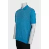 Men's blue polo shirt with a pattern