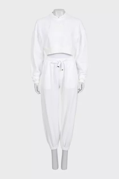 White tracksuit with a cropped jacket