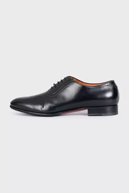 Men's black leather lace-up shoes