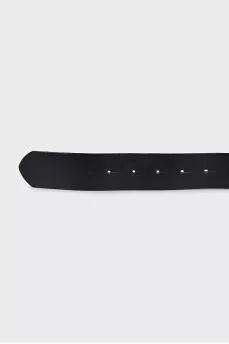 Black leather belt with a massive buckle