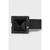 Black leather belt with a massive buckle