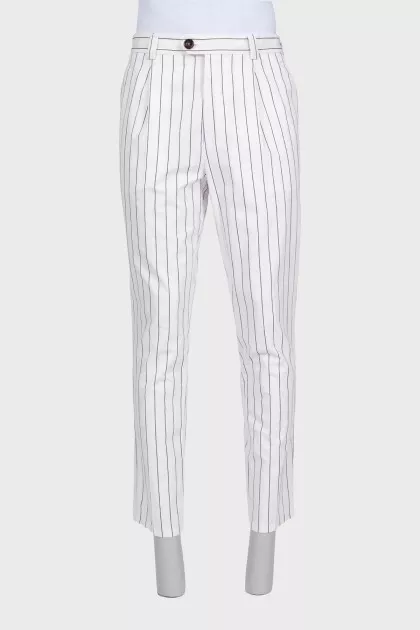 Men's white striped trousers