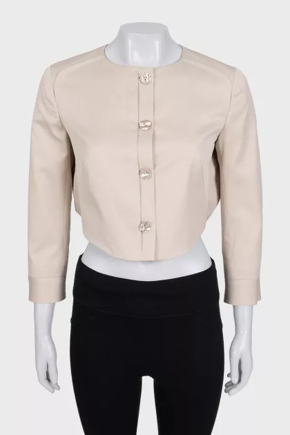 Beige cropped button-down jacket