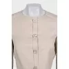 Beige cropped button-down jacket