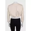 Beige cropped button-down jacket